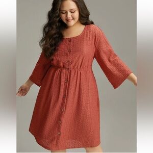 BloomChic Plus Size 3XL Broderie Anglaise Button Through Pocket Dress
